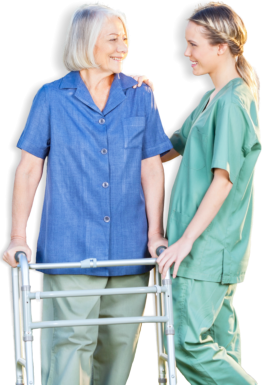 caregiver and old woman