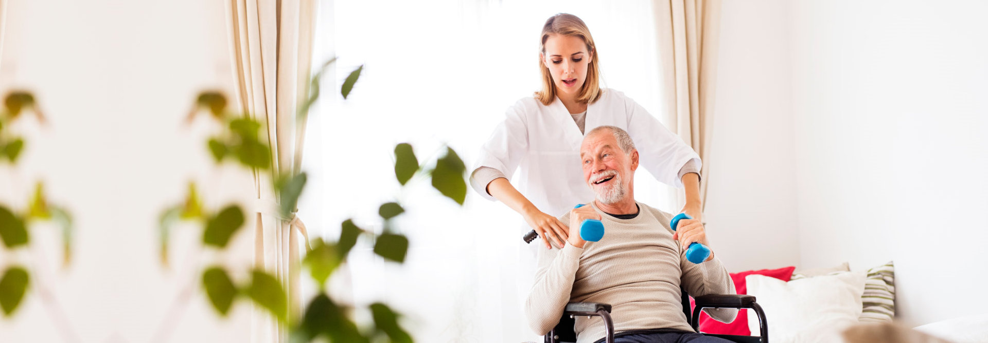 caregiver and old man