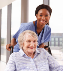 caregiver and old woman
